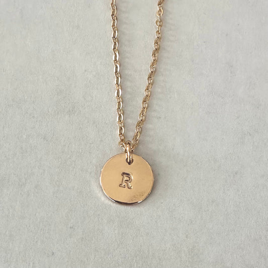 Stamped Initial Mini Disc Necklace